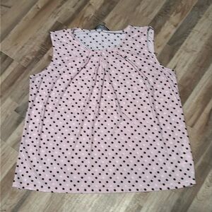 Kasper Pink Sleeveless Polka Dot Blouse